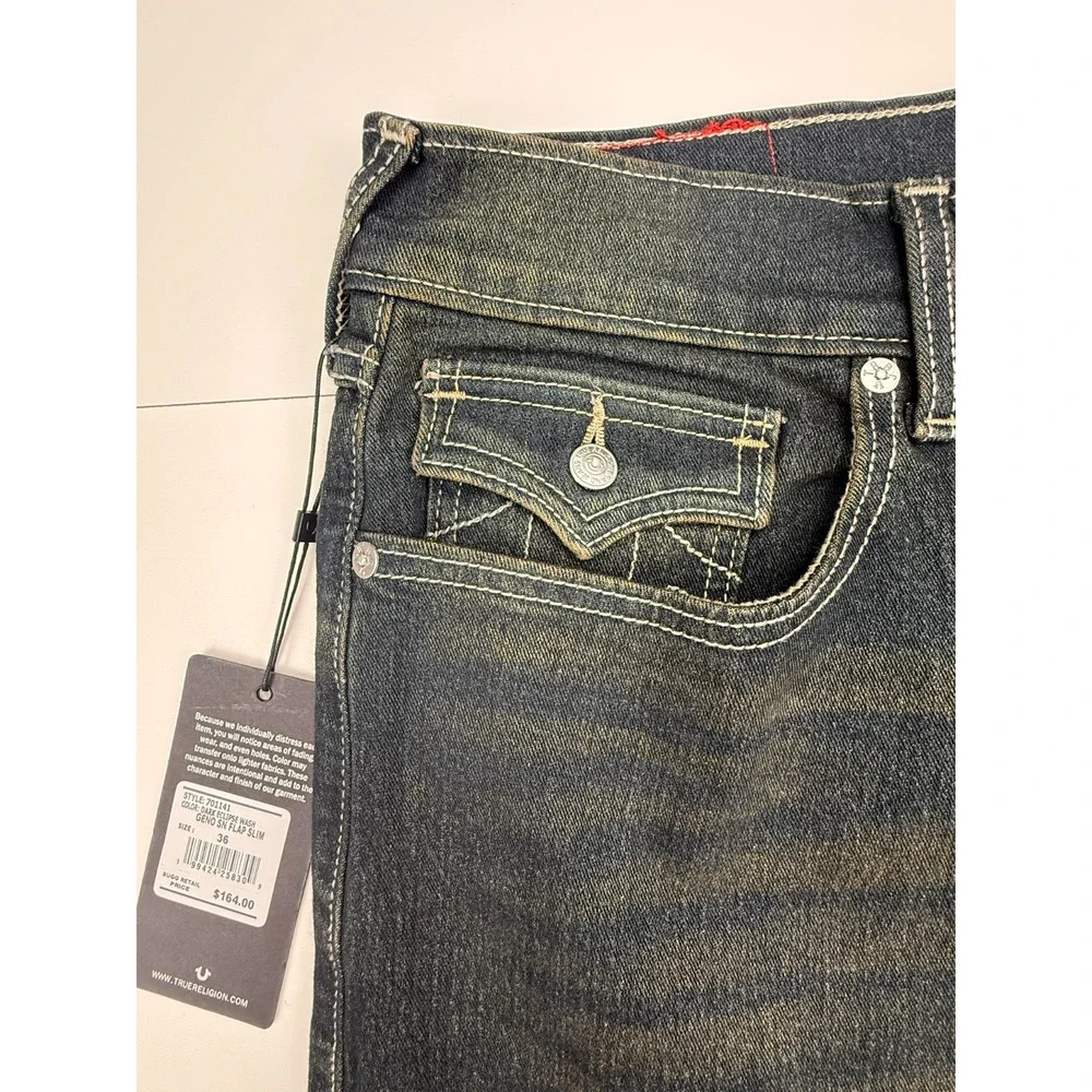 TRUE RELIGION MEN'S BLACK GENO RELAXED SLIM SZ 36 NWT